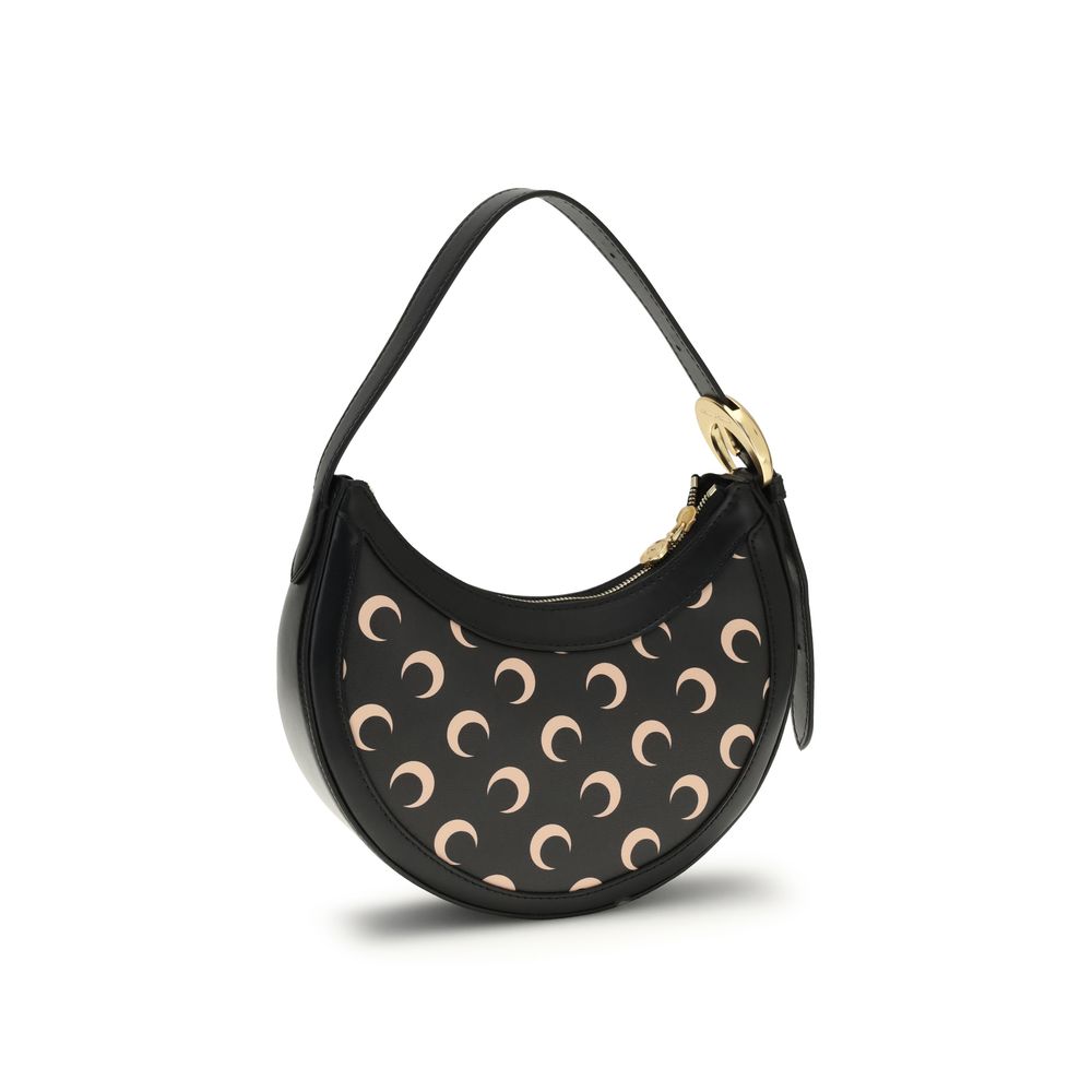 Svart axelväska i polyeten med månmotiv