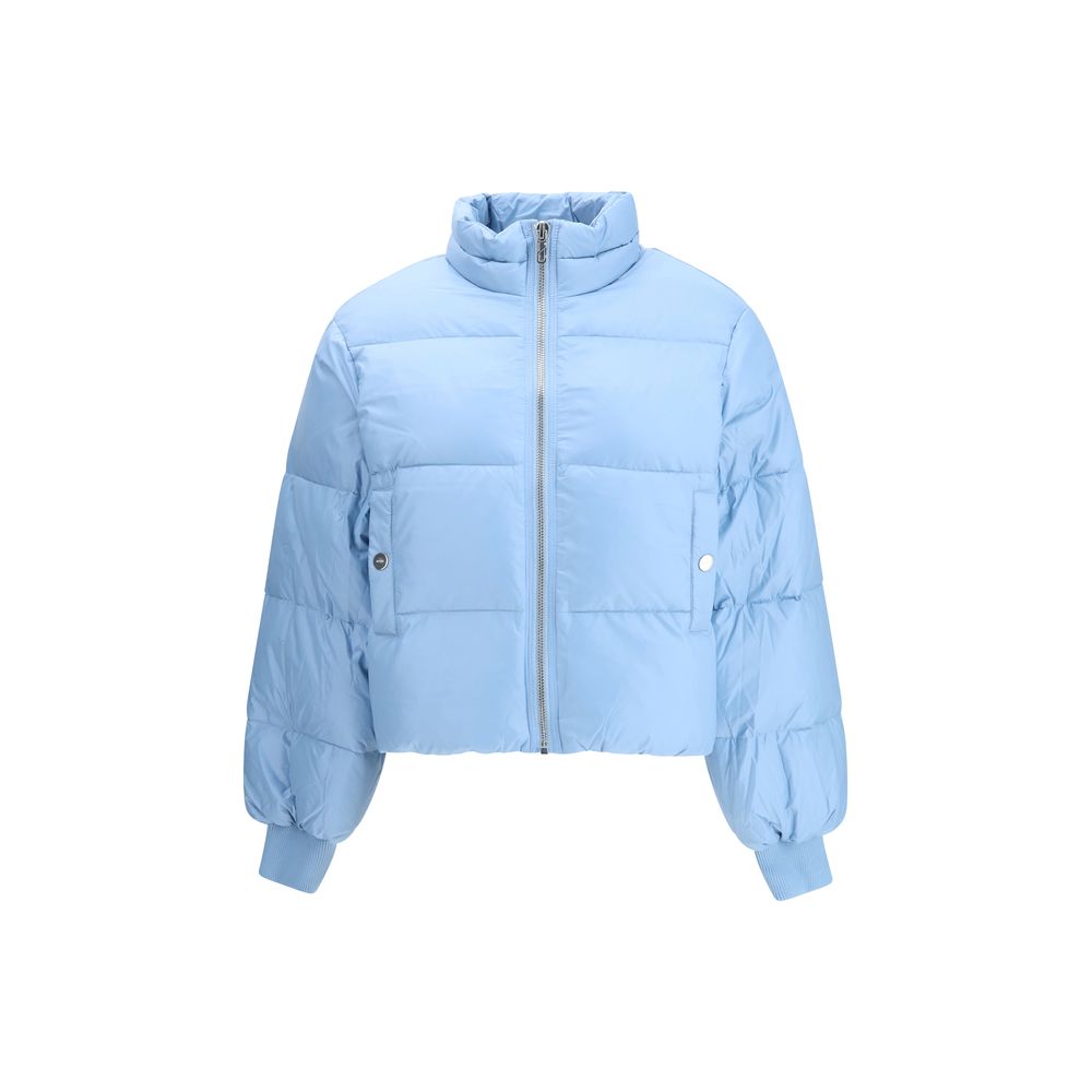 Light Blue Nylon Puffer Jacket - Ganni