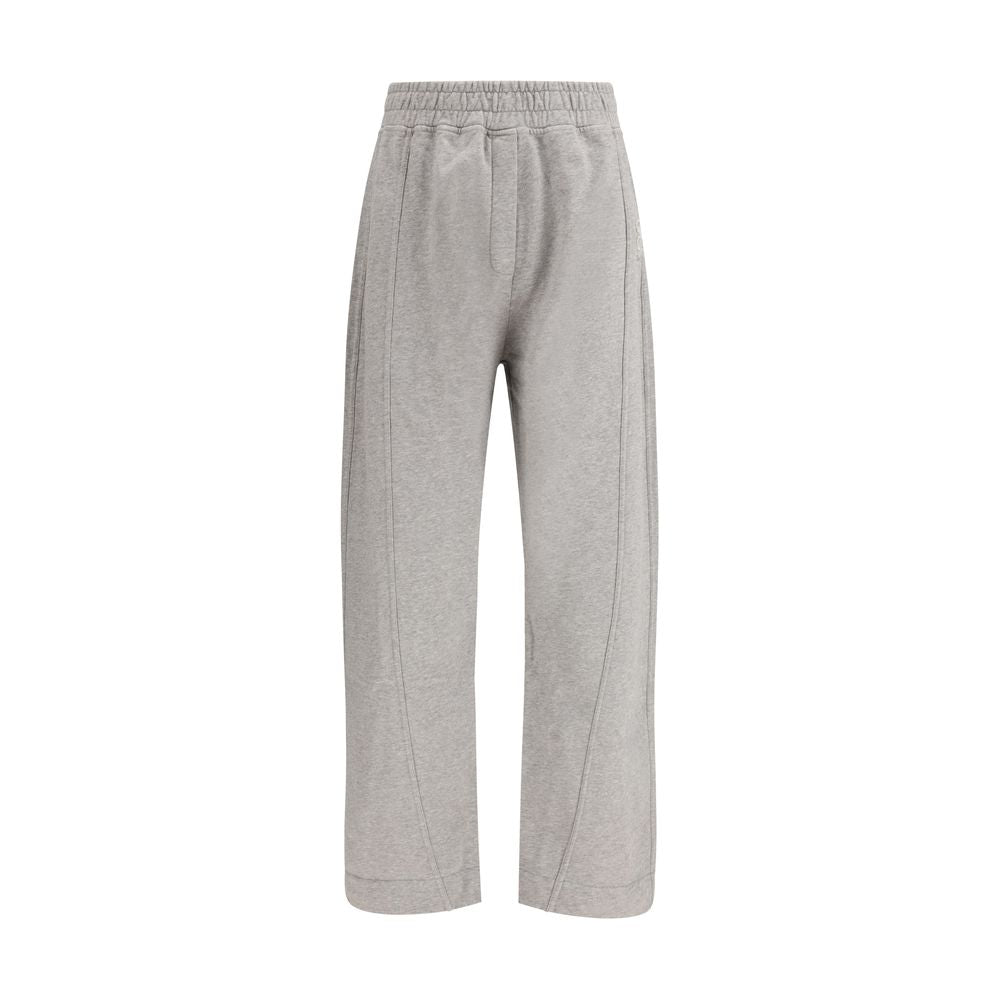 Gray Cotton Casual Pants with Embroidery