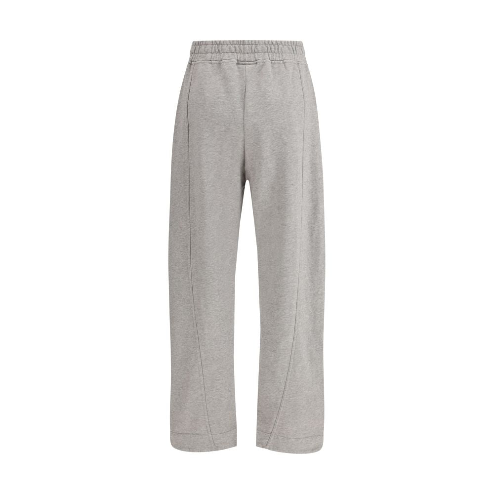 Gray Cotton Casual Pants with Embroidery
