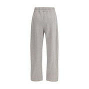 Gray Cotton Casual Pants with Embroidery