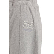 Gray Cotton Casual Pants with Embroidery