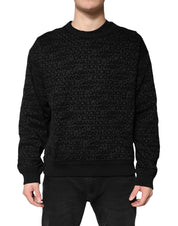 Dolce & Gabbana Black Monogram Cotton Crew Neck Sweatshirt