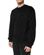 Dolce & Gabbana Black Monogram Cotton Crew Neck Sweatshirt