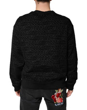 Dolce & Gabbana Black Monogram Cotton Crew Neck Sweatshirt