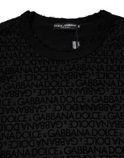 Dolce & Gabbana Black Monogram Cotton Crew Neck Sweatshirt
