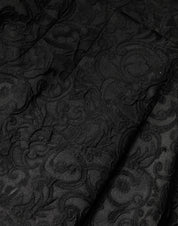Dolce & Gabbana Black Floral Brocade High Waisted Trousers
