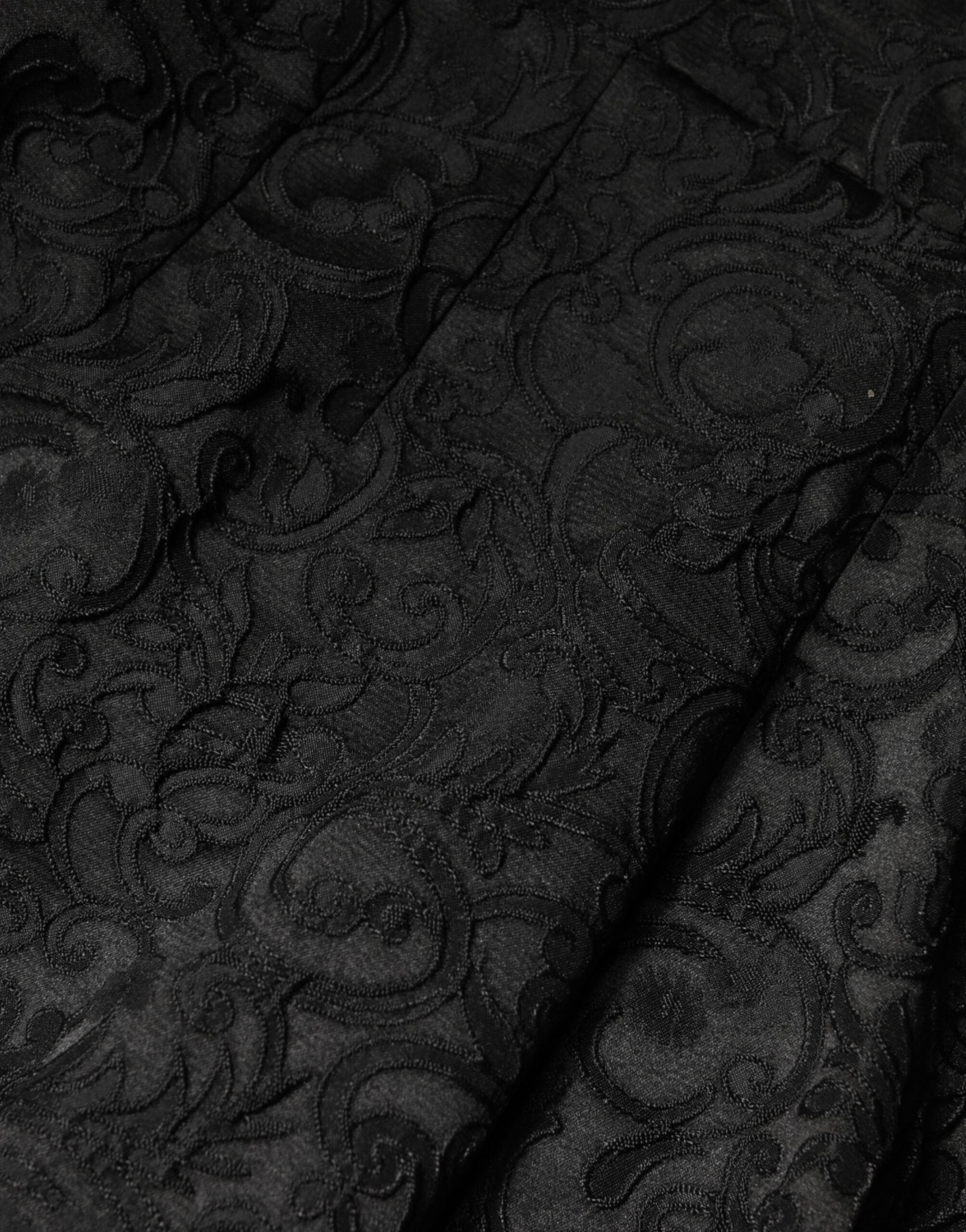 Dolce & Gabbana Black Floral Brocade High Waisted Trousers