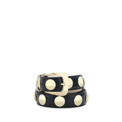 Svart kalvskinnsbälte med gyllene nitar - Khaite