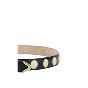 Svart kalvskinnsbälte med gyllene nitar - Khaite