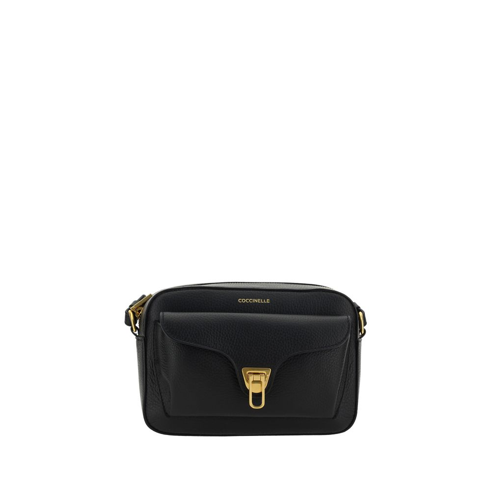 Black Calf Leather Shoulder Bag with Monogram