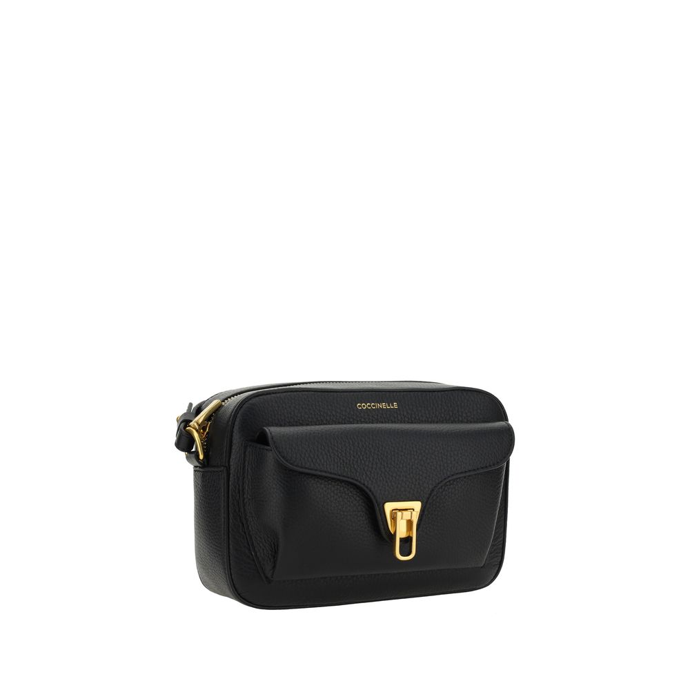 Black Calf Leather Shoulder Bag with Monogram