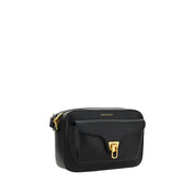 Black Calf Leather Shoulder Bag with Monogram