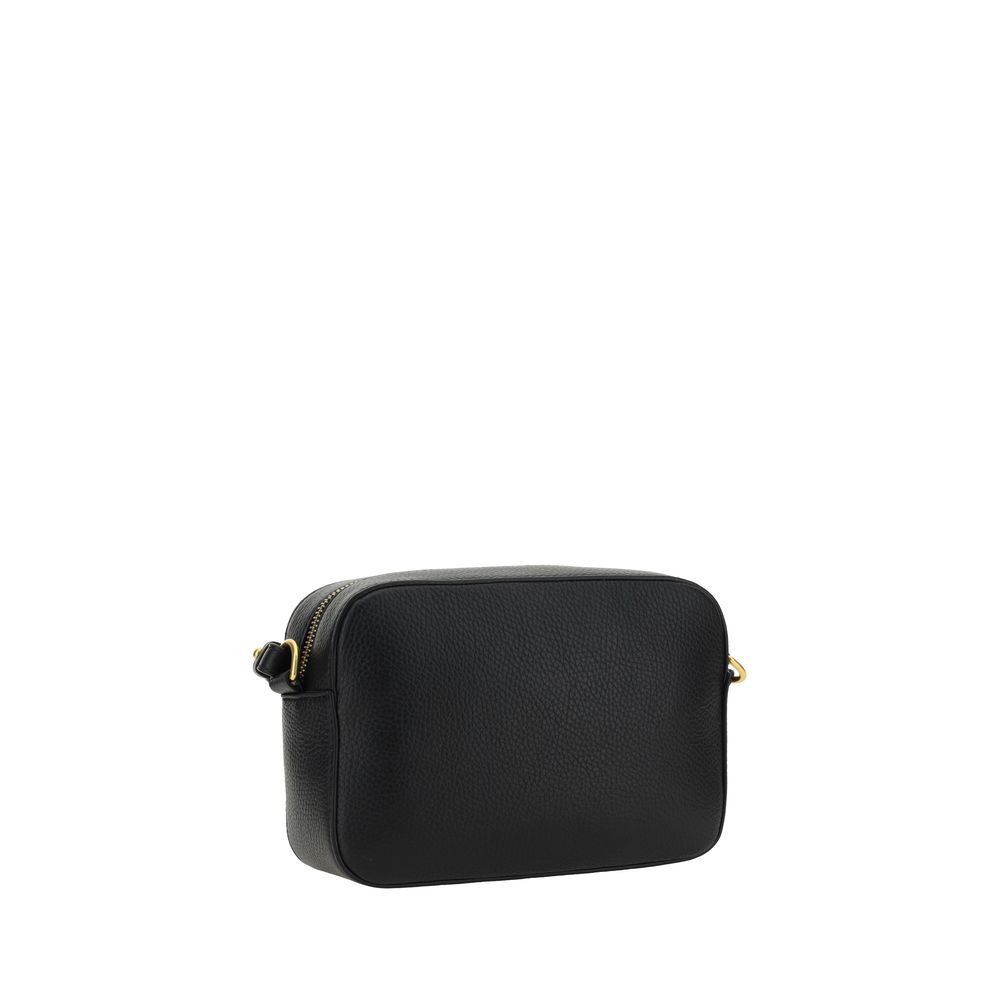 Black Calf Leather Shoulder Bag with Monogram