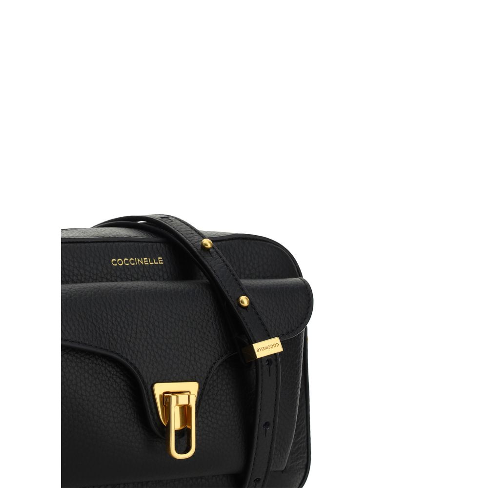 Black Calf Leather Shoulder Bag with Monogram