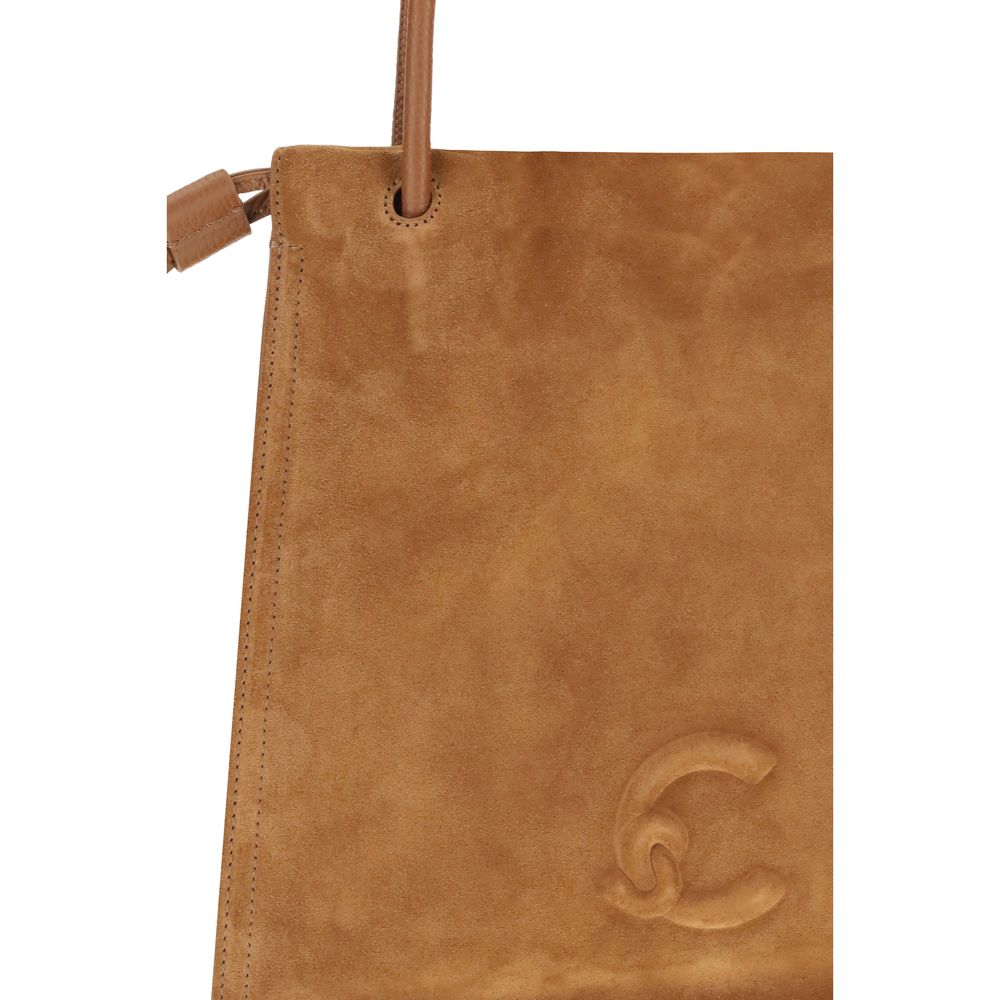 Beige axelväska i kalvskinn med C-Me-logotyp