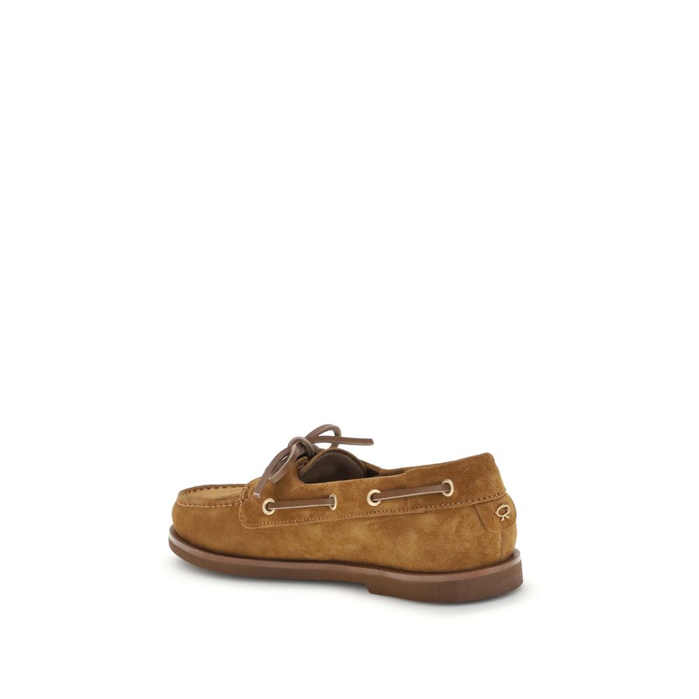 Gianvito Rossi Brown Suede Calf Leather Slip-On Loafers
