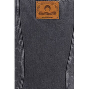 Gray Denim Sleeveless Mini Dress with Laser Moon Print