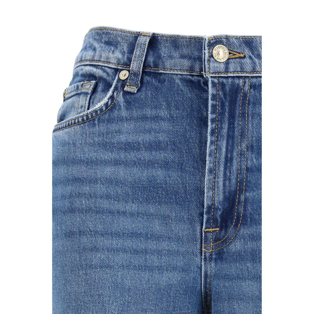 Blue Cotton Flared Jeans - 7FOR