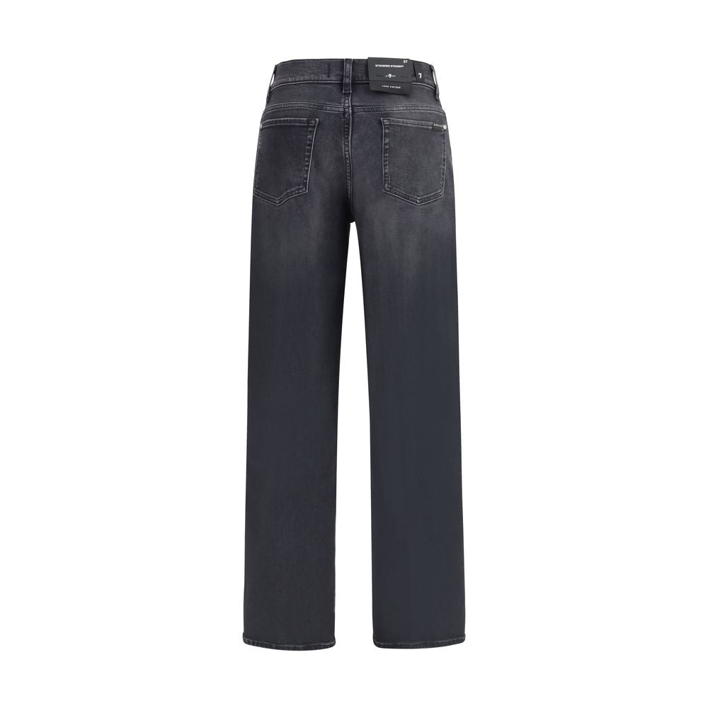Black Cotton Straight-Leg Jeans - 7 For All Mankind