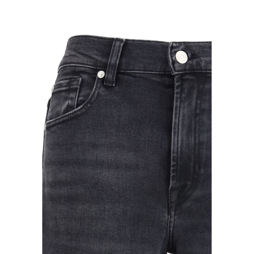 Black Cotton Straight-Leg Jeans - 7 For All Mankind