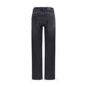 Black Cotton Blend Straight-Leg Jeans - 7FOR