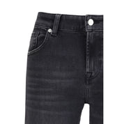 Black Cotton Blend Straight-Leg Jeans - 7FOR