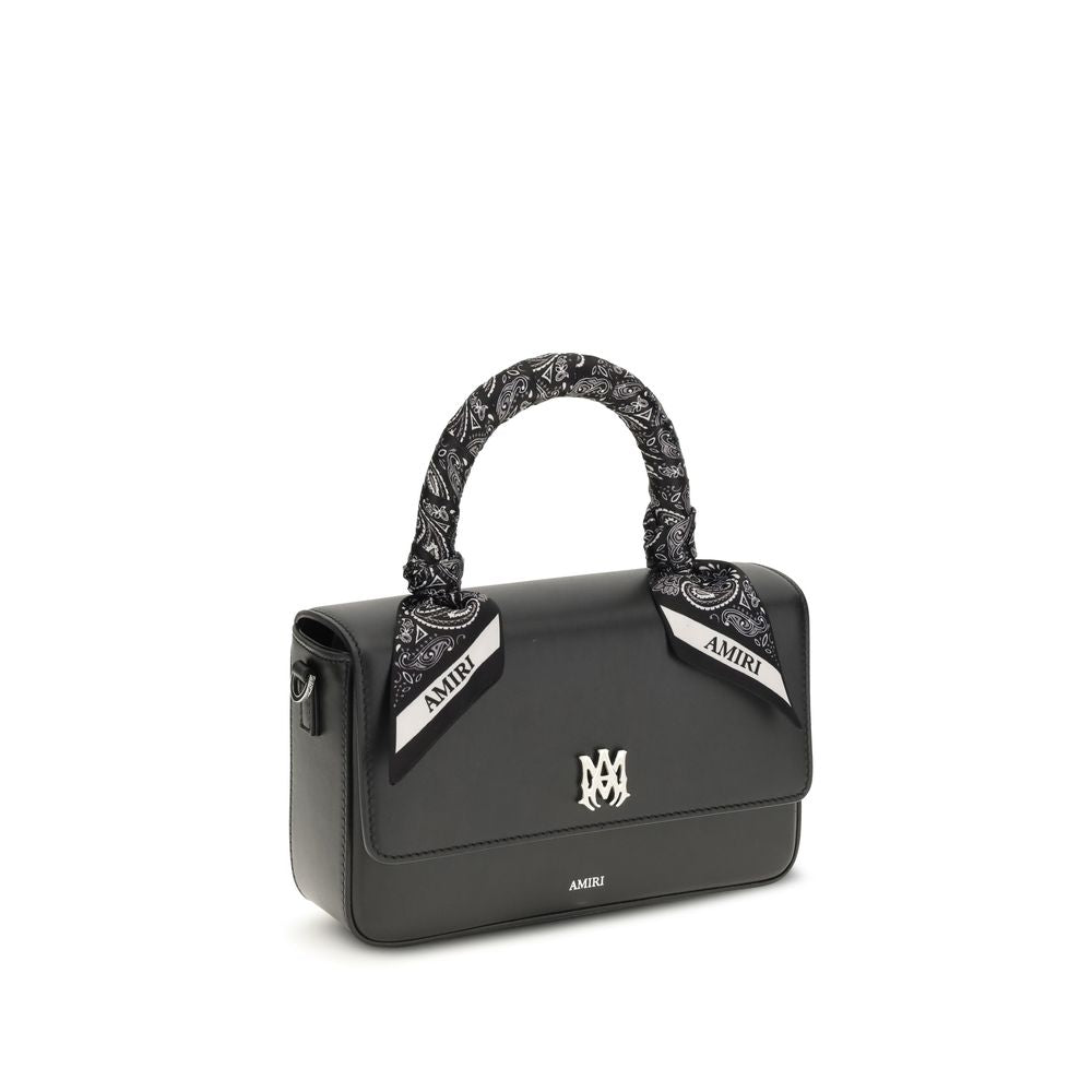 Black Calf Leather Shoulder Bag with Logo - Amiri