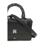 Black Calf Leather Shoulder Bag with Logo - Amiri