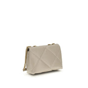 Cream Lambskin Diamond Quilted Shoulder Bag