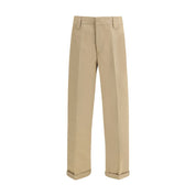 Khaki Beige Cotton Chino Pants with Double Star