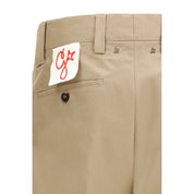 Khaki Beige Cotton Chino Pants with Double Star