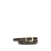 Brown Calf Leather Regular Belt with Metal Buckle