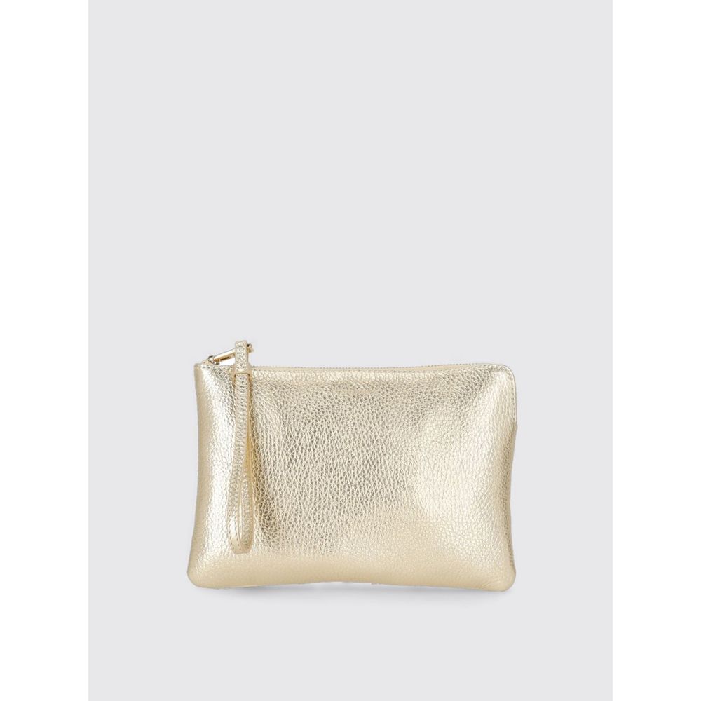 Coccinelle Gold Metallic Leather Clutch Bag