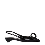 Prada Black Patent Leather Flat Sandals