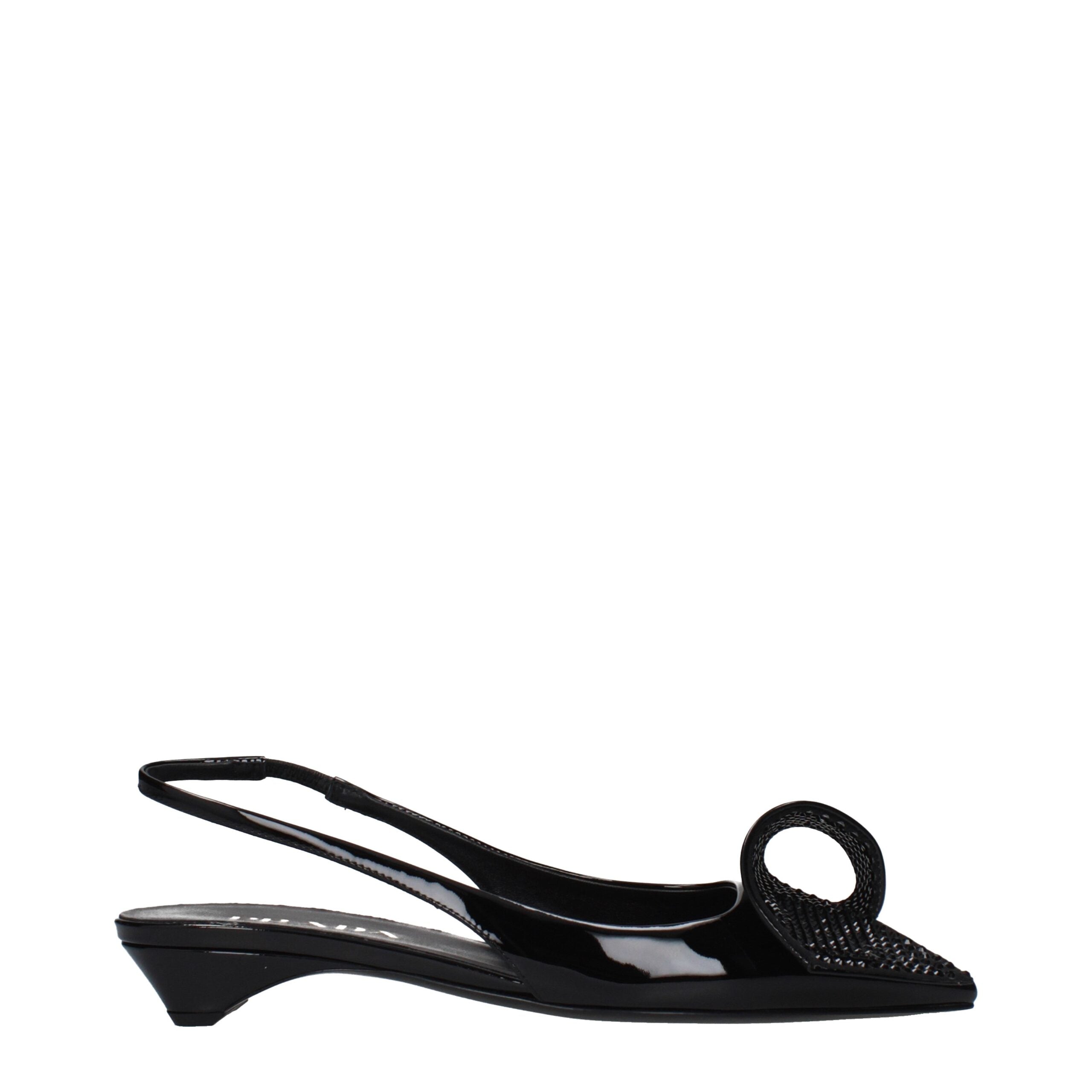Prada Black Patent Leather Flat Sandals