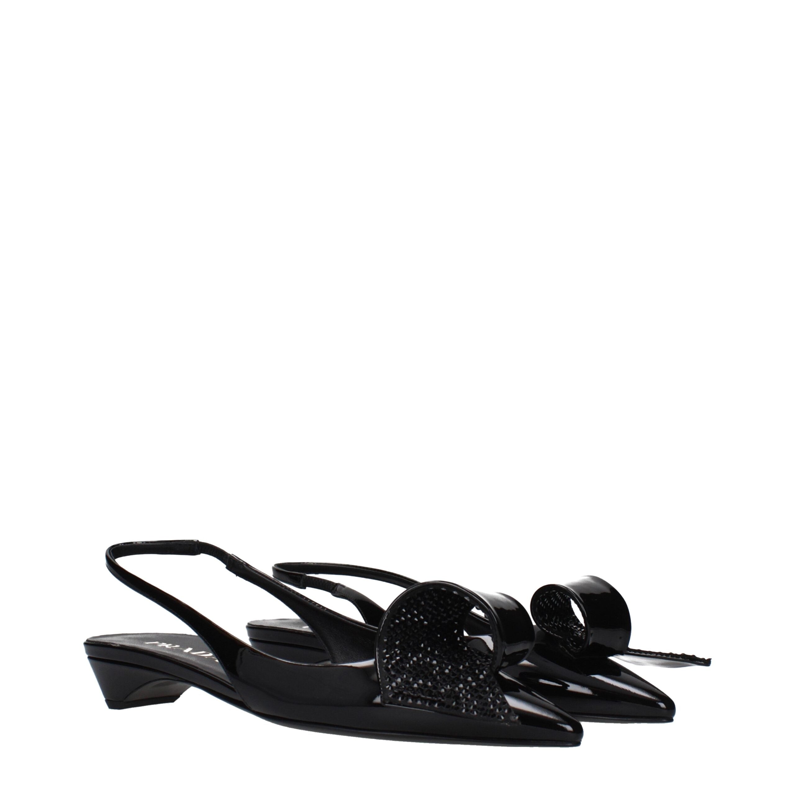Prada Black Patent Leather Flat Sandals