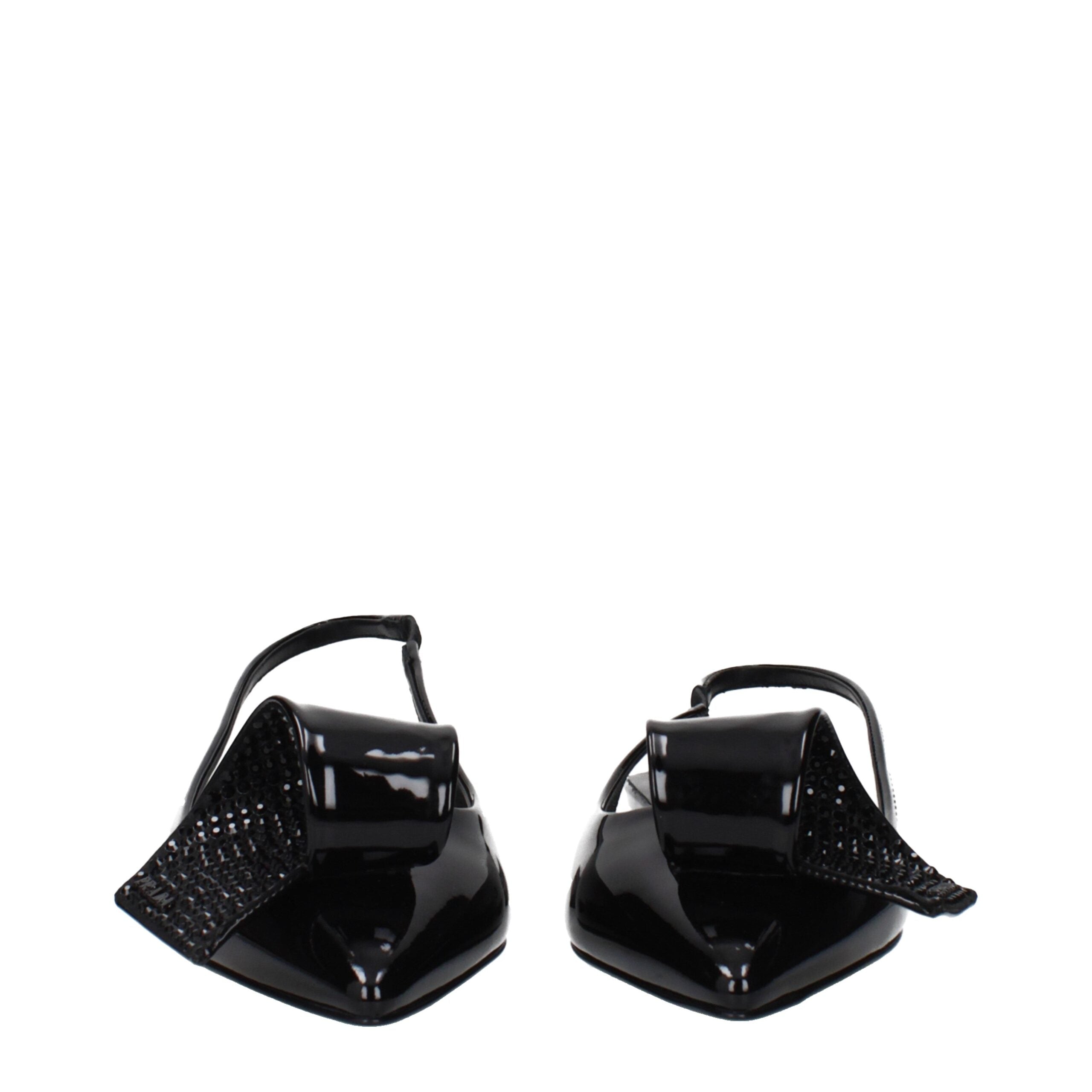 Prada Black Patent Leather Flat Sandals