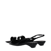 Prada Black Patent Leather Flat Sandals