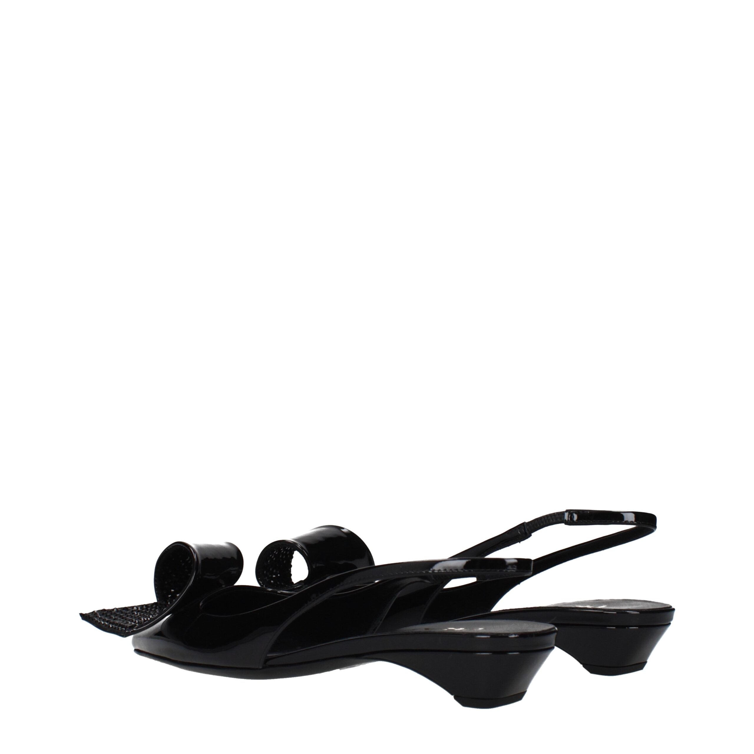 Prada Black Patent Leather Flat Sandals