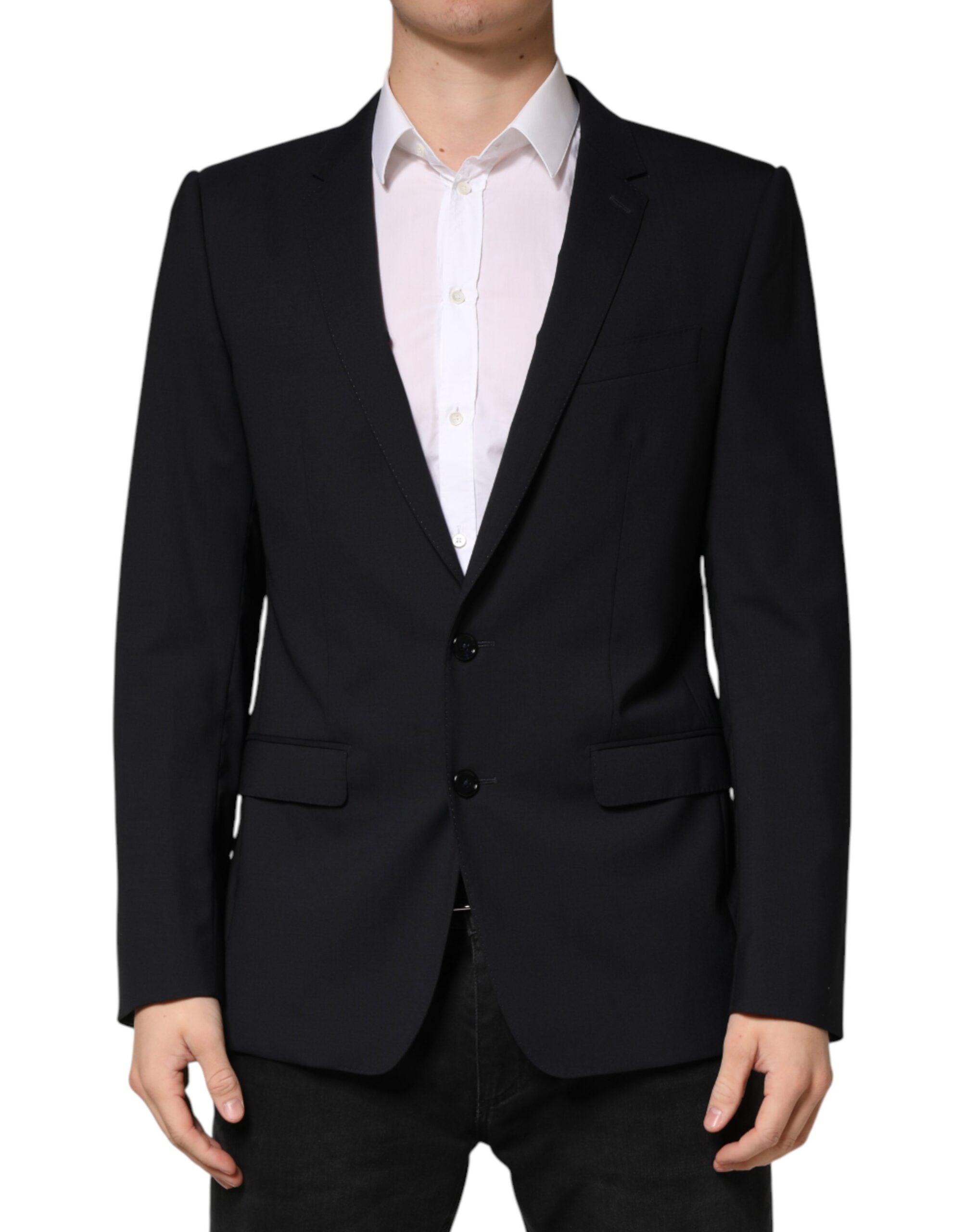 Dolce & Gabbana Black Virgin Wool Single Breasted Blazer