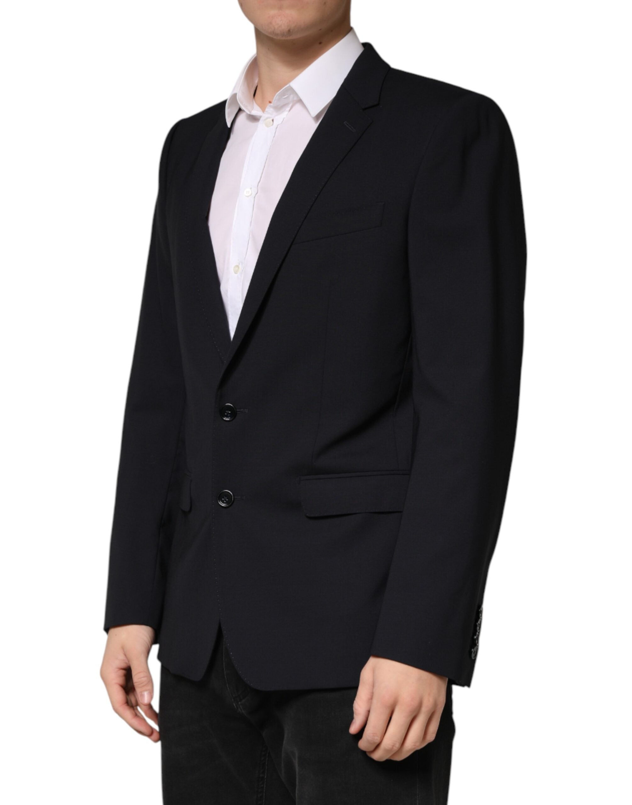 Dolce & Gabbana Black Virgin Wool Single Breasted Blazer