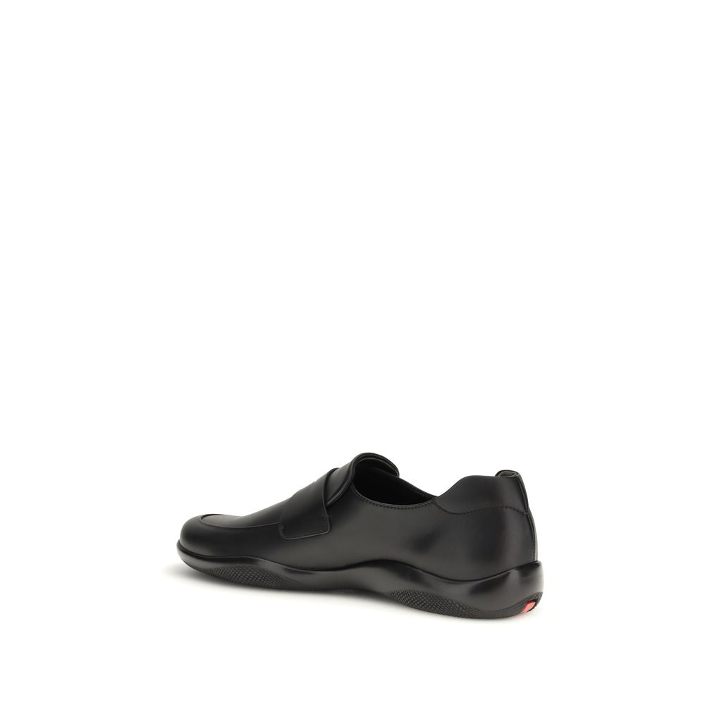 Prada Black Calf Leather Slip-On Loafers
