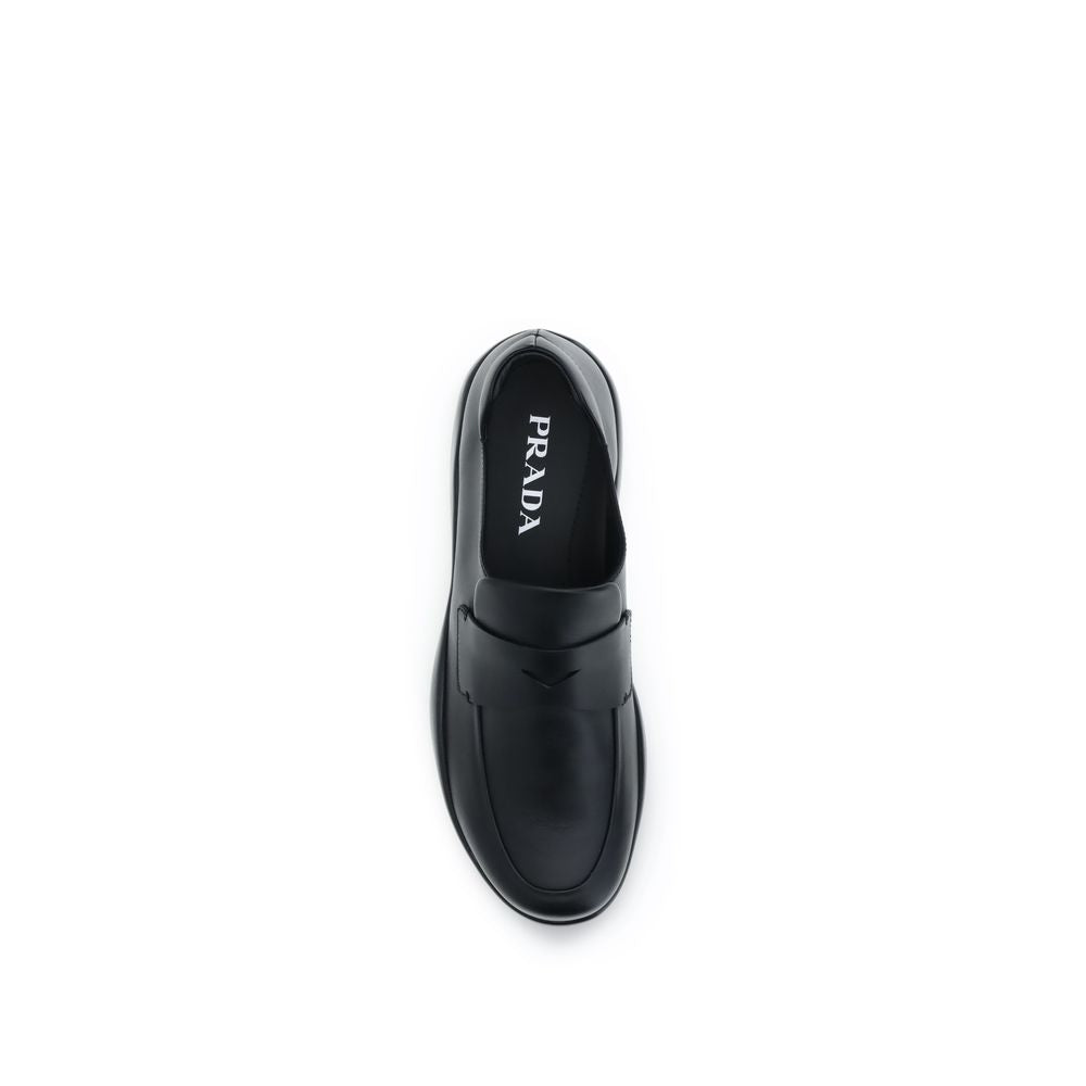Prada Black Calf Leather Slip-On Loafers