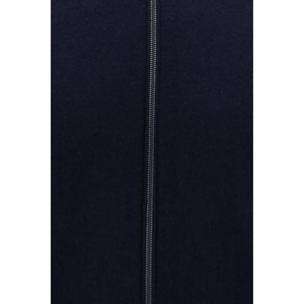 Blue Wool Cardigan with Monochrome Design