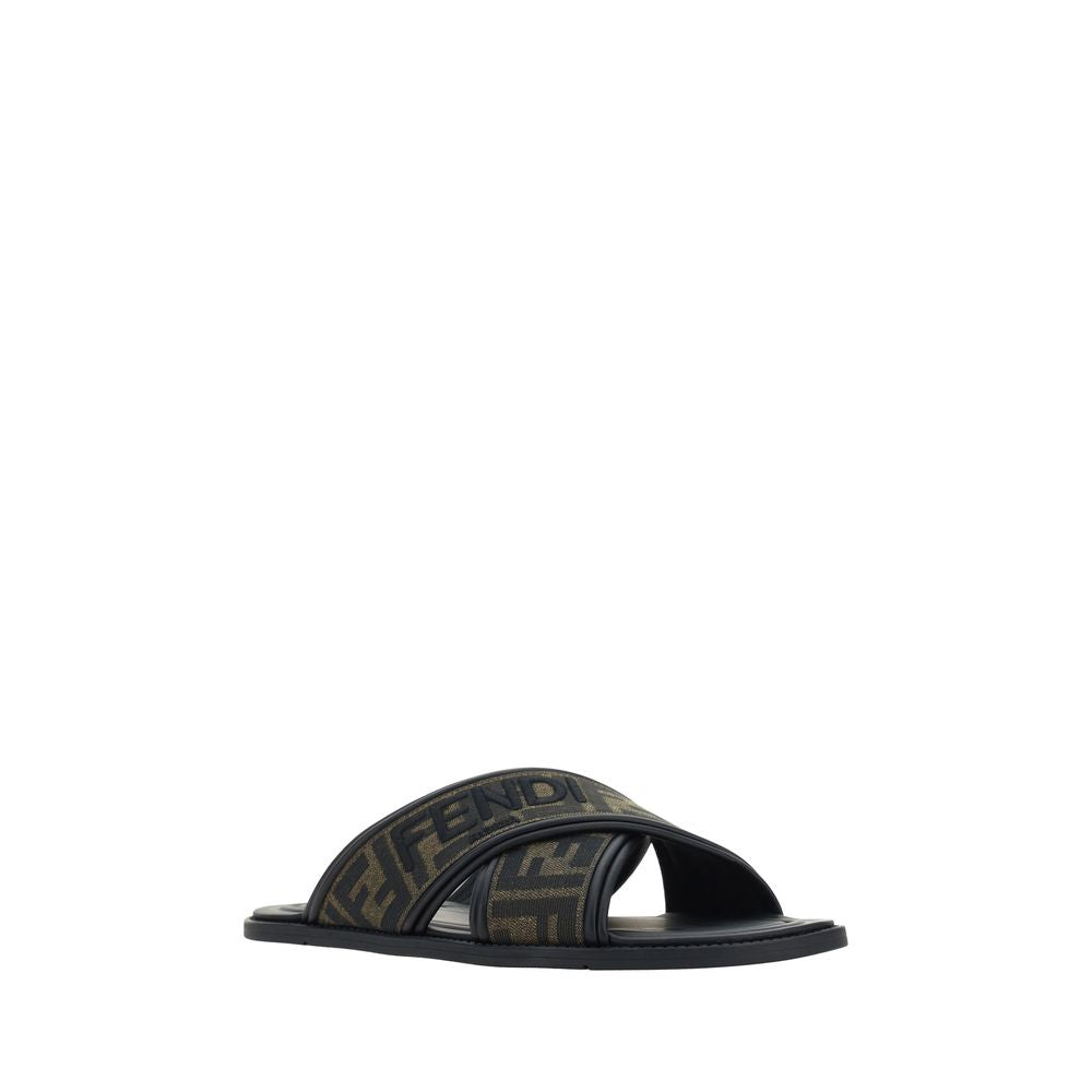 Svarta gummitofflor med FF-logotyp