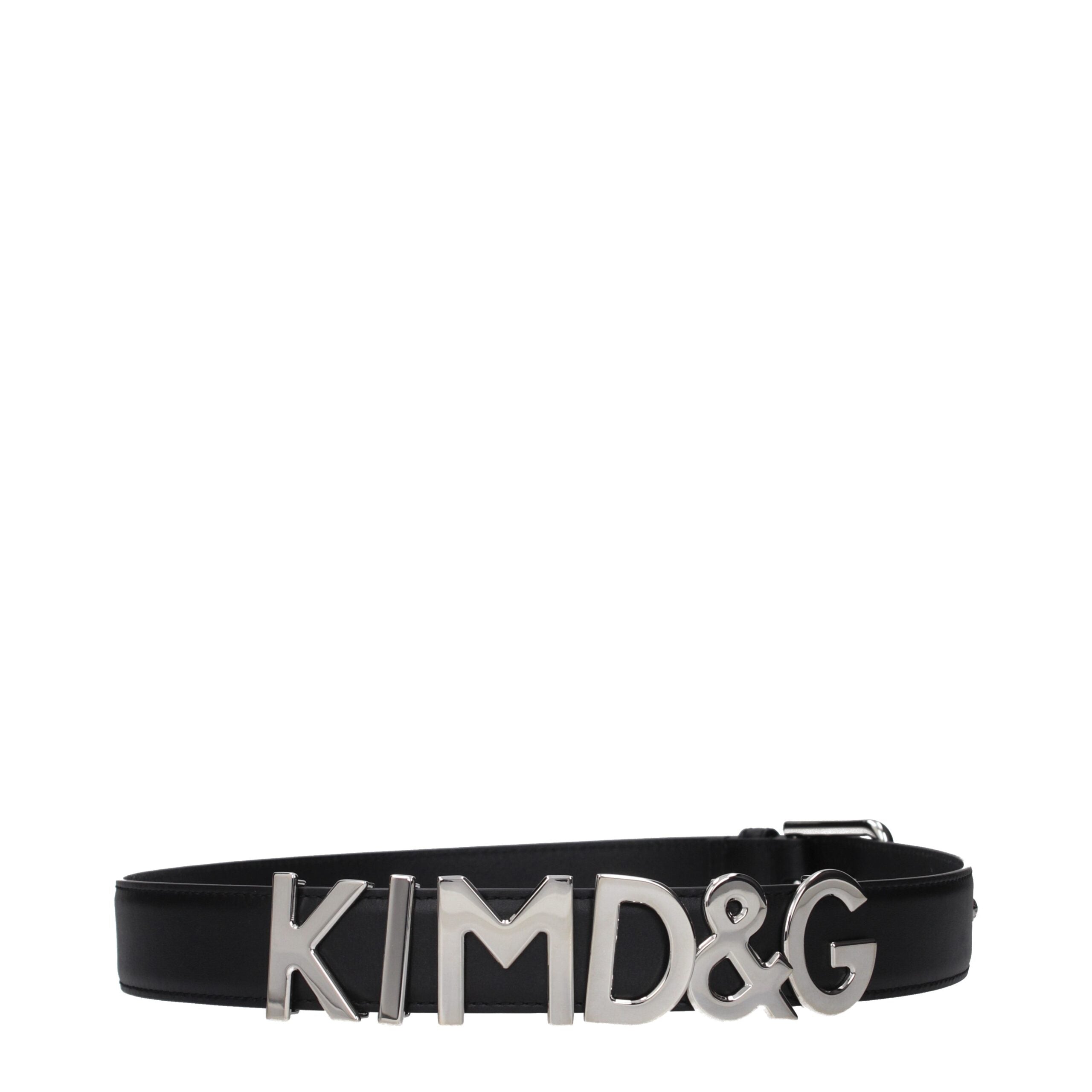 Svart läderbälte med logga