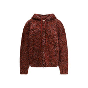 Red Wool Zipped Hoodie