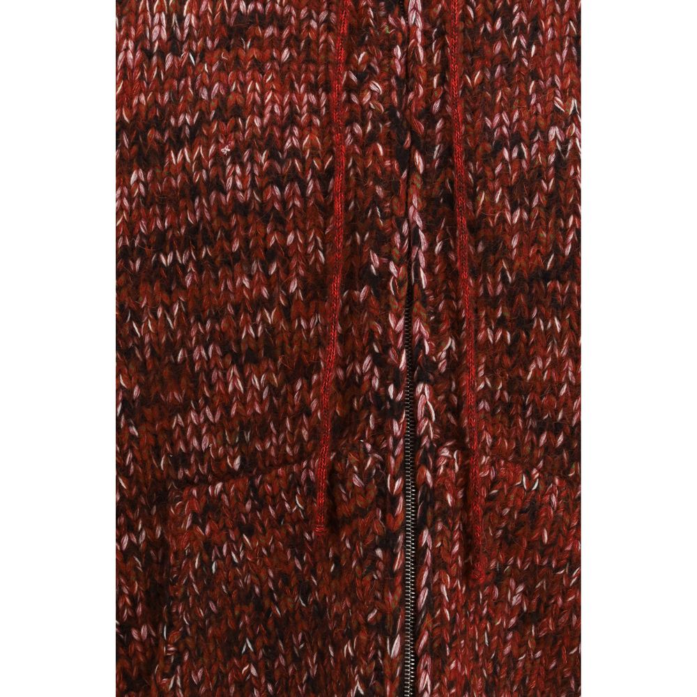 Red Wool Zipped Hoodie