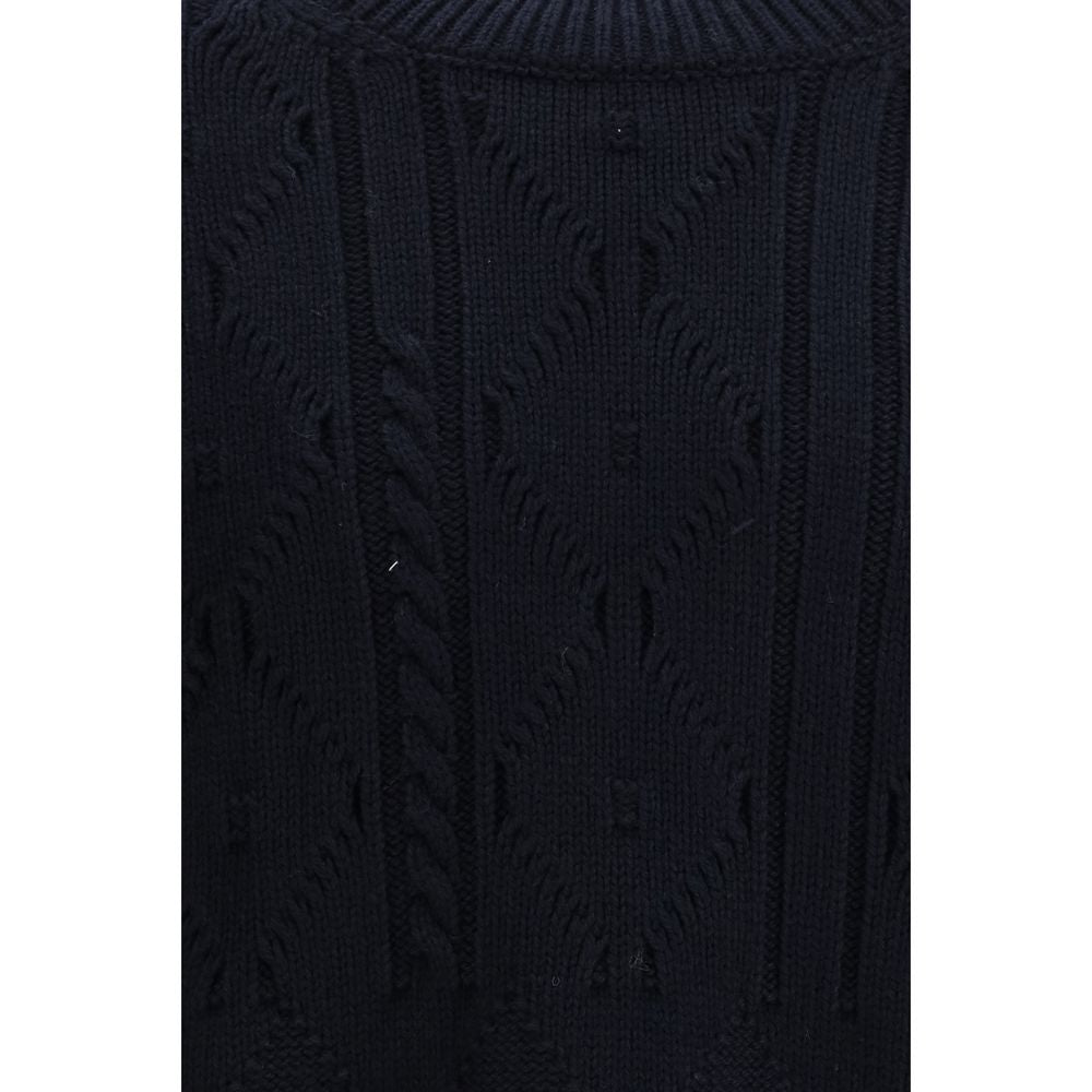 Blå stickad tröja i ull med rund hals och jacquardmönster - Namacheko